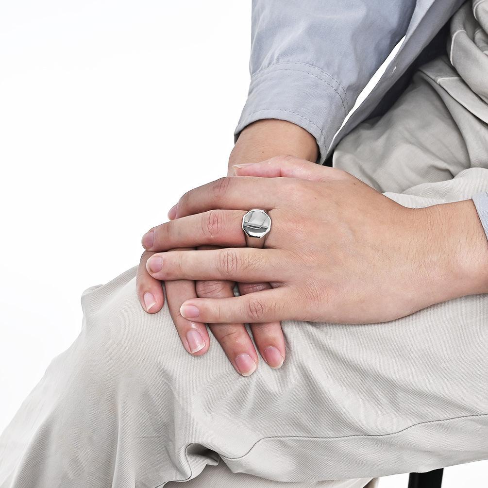 Металлические глянцевые кольца для мужчин, стильный геометрический шестигранный дизайн, панк-стиль, кольцо на палец, унисекс, простые ювелирные аксессуары