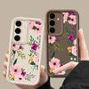Floral Print TPU Shockproof Phone Case For Samsung S25 Ultra S24 FE S23 Plus A56 A36 A16 A15 A55 A06 Soft Silicone Lens Protection Matte Bumper Cover