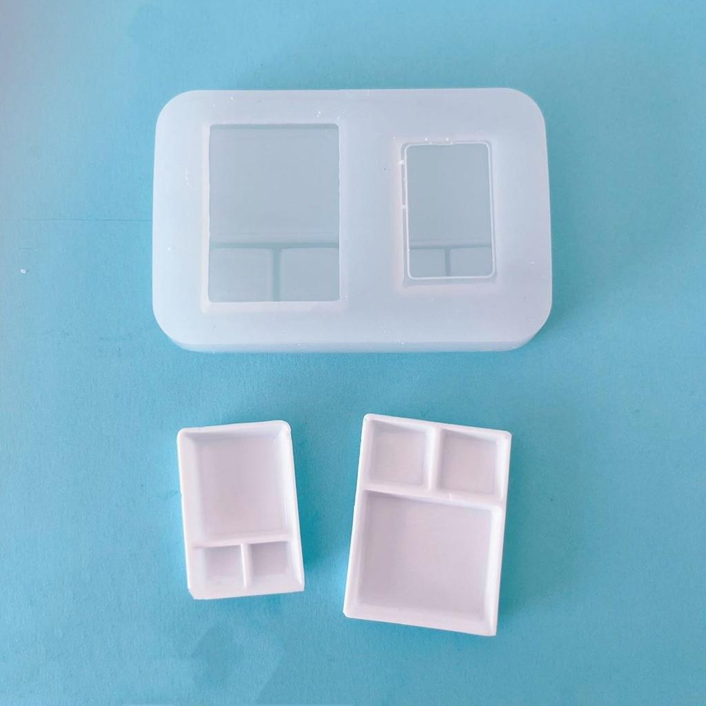 Miniature Food Silicone Mold Dessert Tray Plate UV Resin Molds Dollhouse Accessories Kitchen Baking Tool Craft