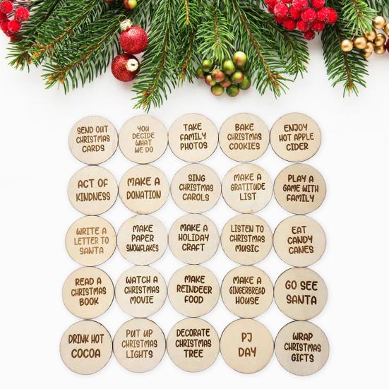 20 шт./компл. жетоны обратного отсчета на Рождество «Что делать» с буквенным принтом праздничное украшение Рождественский пришествие деревянные монеты комплект дисков