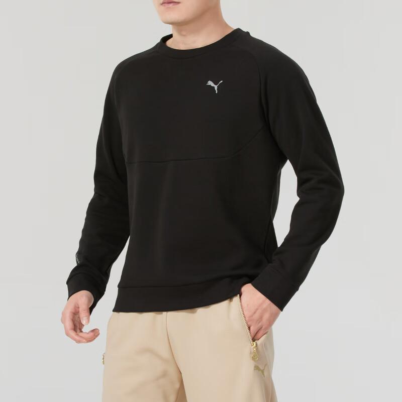Puma Свободный крой, круглый вырез, повседневный длинный рукав, толстовка, мужские топы, черный цвет 687551-01