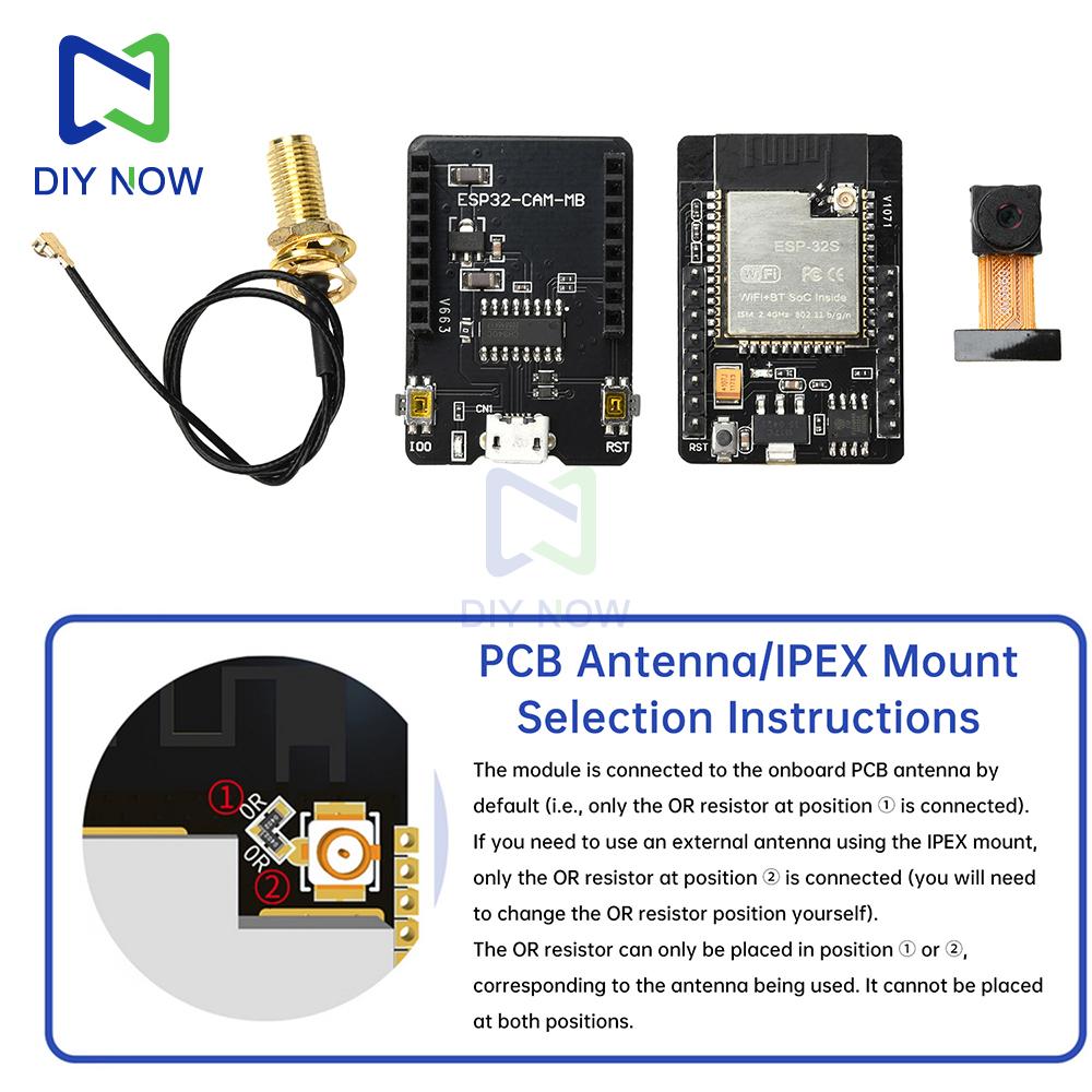 Type-C /USB ESP32-CAM-MB WIFI Bluetooth 8 МБ ОЗУ Плата разработки Модуль камеры OV3660 CH340 2,4 ГГц Антенна IPX Кабель-адаптер