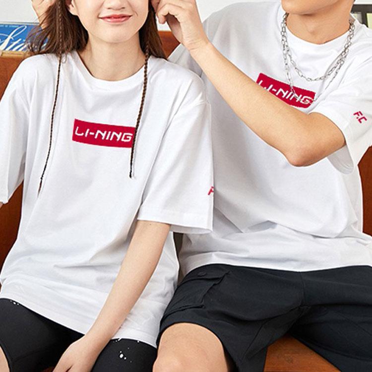 Li Ning Logo Printed Round Neck T-Shirt Unisex Tops White AHSS481-2