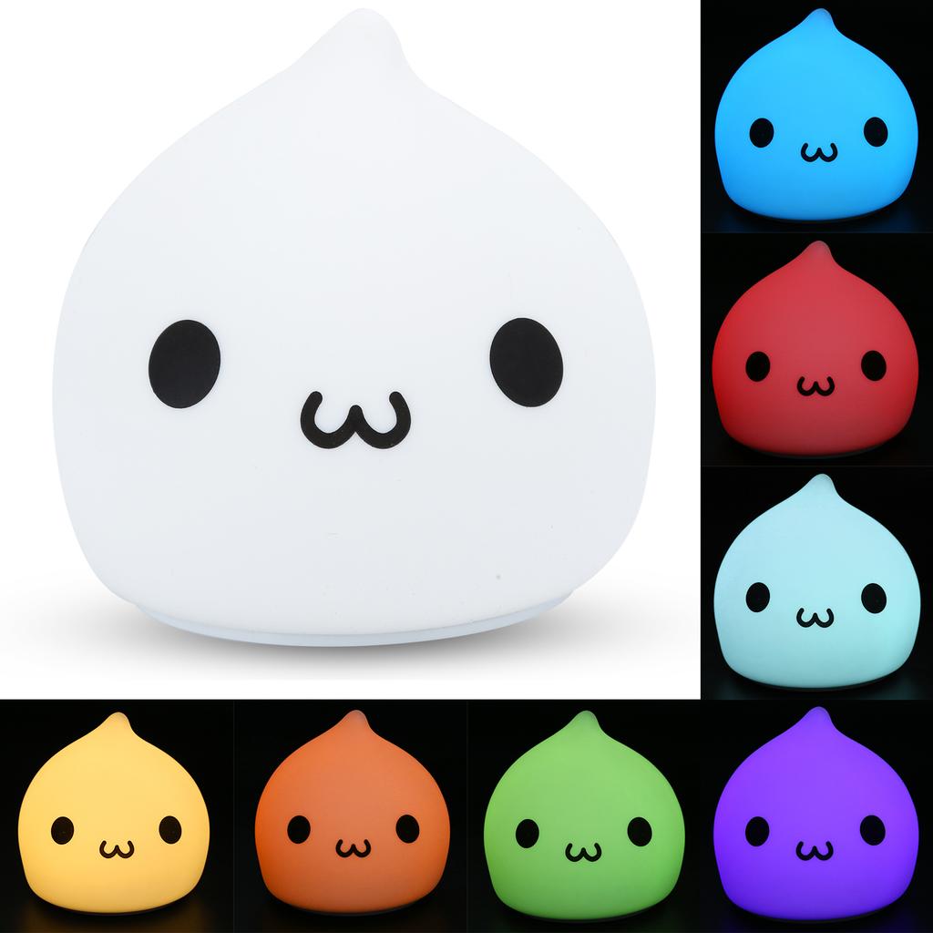 Светодиодный ночник в форме капель воды, силиконовый, 7 цветов, симпатичная настольная лампа (Тип батареи)