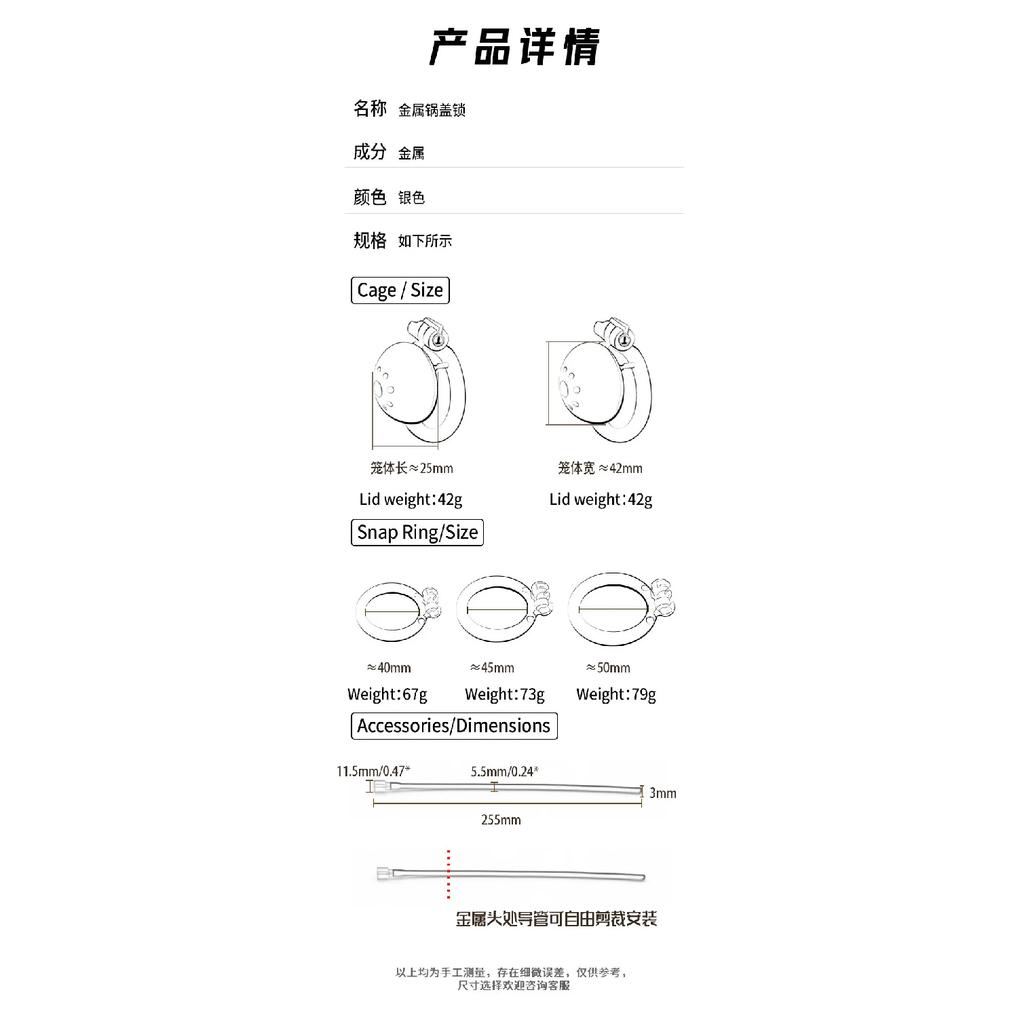 Men Stainless Steel Flat Chastity Lock Metal Male Chastity Device for Couple Personal Use Erotic Urethral Lock Sex