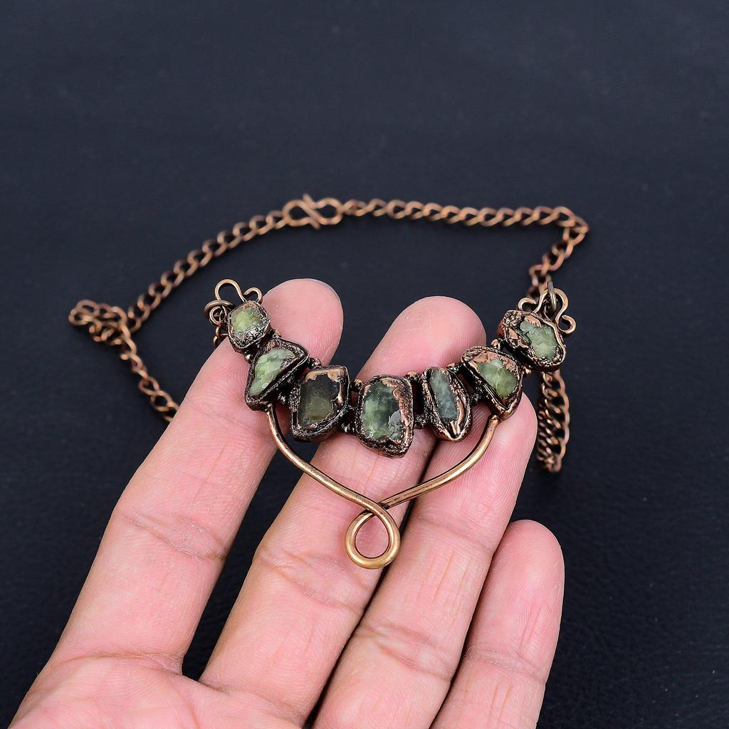 Peridot Necklace, Gemstone Copper Electroformed Jewelry Necklace, Handmade Jewelry, For Anniversary Gift