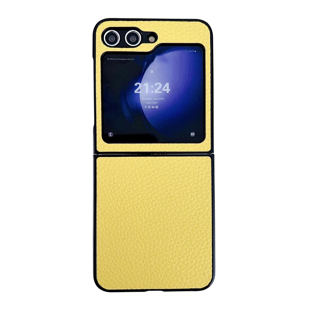 For Samsung Galaxy Z Flip7 FE 5G/Z Flip6 5G Case Litchi Texture Leather + PC Shockproof Phone Cover
