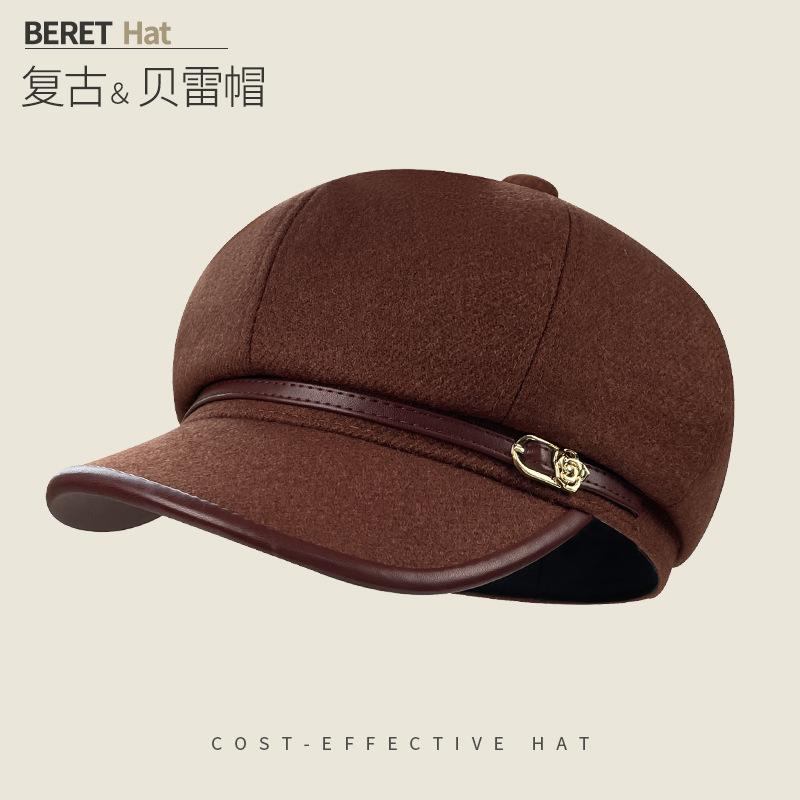 Ретро Универсальный Шерстяной Берет Подчеркивающий Лицо Утиный Язычок Восьмиугольная Шляпа Детская Теплая Ветрозащитная Шляпа Газетчика