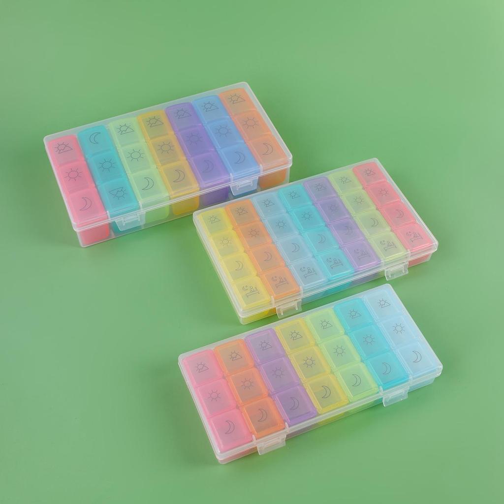Portable 28-Compartment Rainbow Travel Pill Organizer with Logo