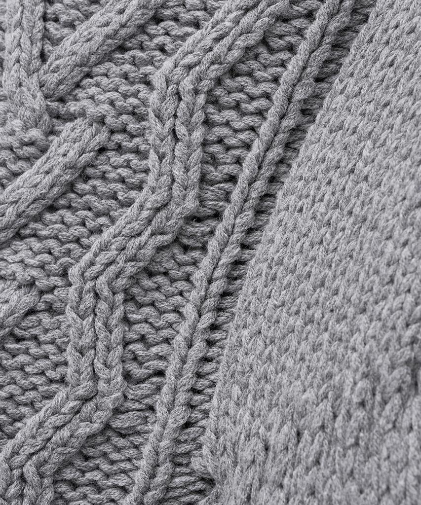 NOIRER Heavy Multi-Cable Oversized Sweater (Melange Grey)