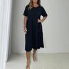Women's Summer Casual Dress Short Sleeve Flowy A-line Tiered Midi Dress