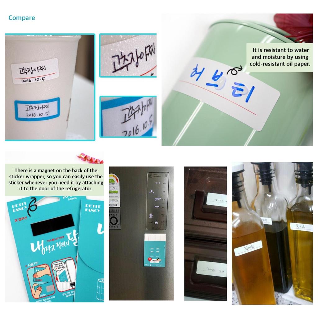 Petit Fancy Index Label Stickers(For Fridge Organization/10ea Each) 5 Options/Waterproof Paper/Category Label/Marking Tools/Tag Stickers