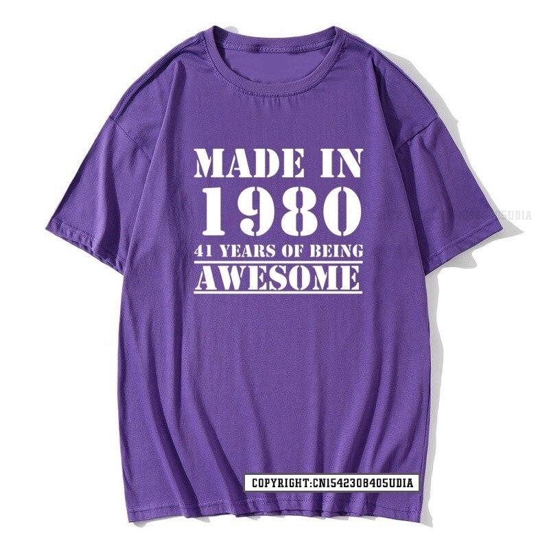 Funny Made In 1980 41 Years Of Being Awesome Birthday Print TShirt Cotton T Shirts Men Slim Fit Fashionable Tops Shirt