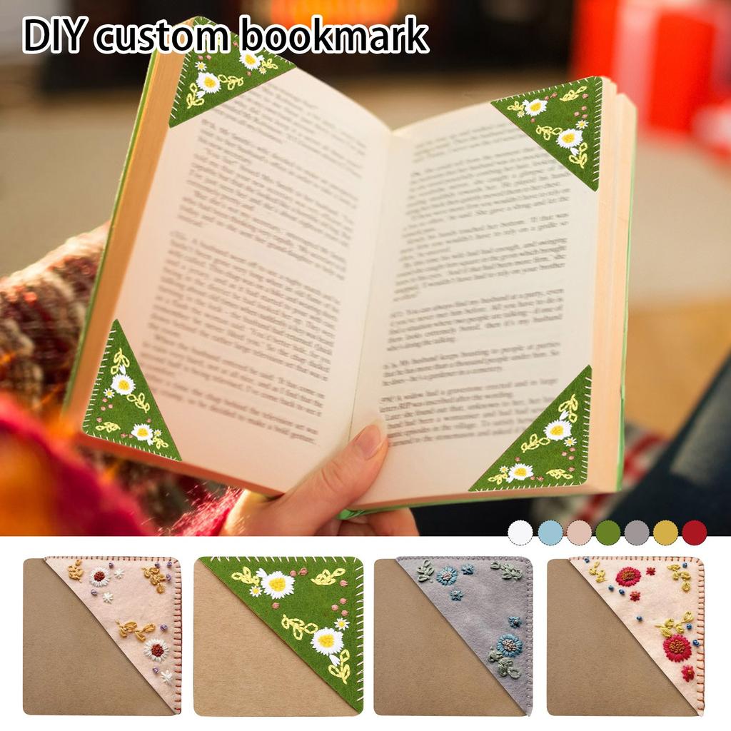 Personalized Hand Embroidered Corner Bookmark, Cute Flower Letter Embroidery Bookmarks For Book Lovers