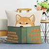Cartoon Shiba Inu Print Decorative Pillowcase Bedroom Living Room Square Cushion Pillowcase