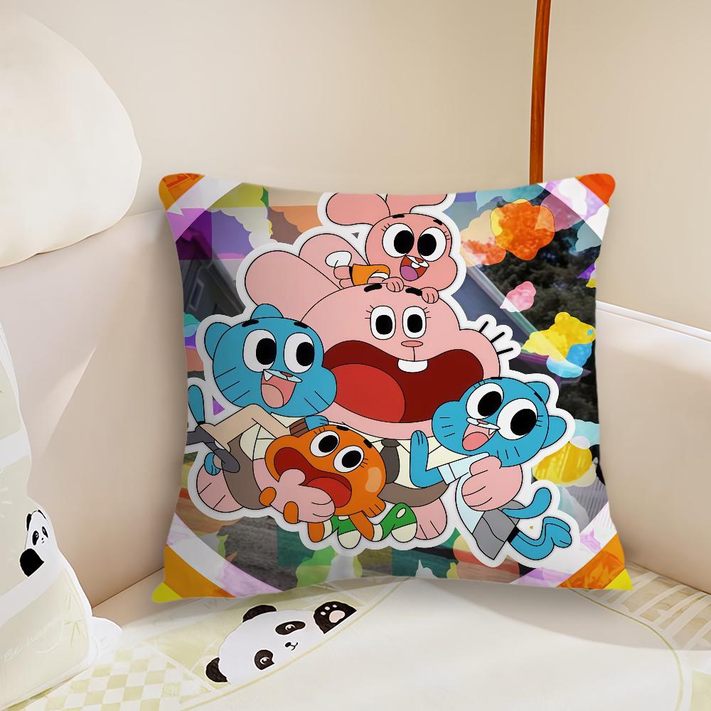 Cartoon ggumball cute cushion cover Pillow Case Plush Fabric Soft Double Sided Print Sofa Cushion Cover Throw Pillow Covers