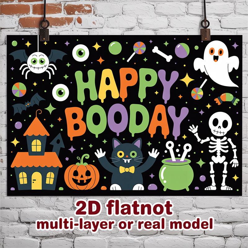 Party Backdrop Halloween Flat Booday Multi Layered Celebrations Event Backdrop Decoration Front Door Decor