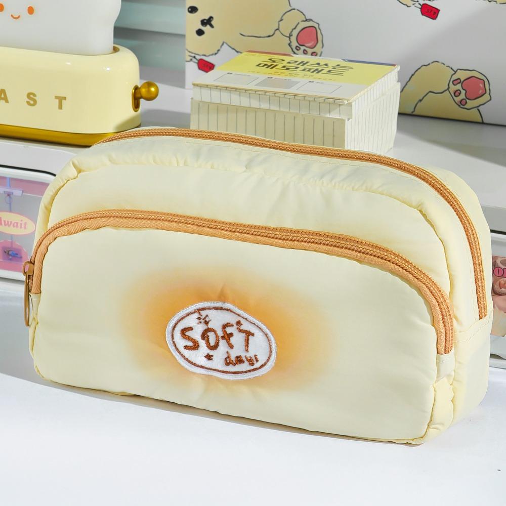 Double Layers Pencil Pouch Soft Soufflé Stationery Bag High Quality Pencil Case  Students