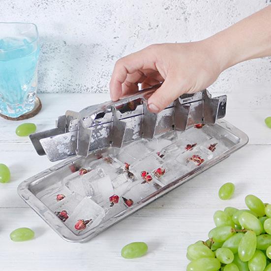 Лотки для льда из нержавеющей стали, 18-секционная форма для кубиков льда с легкосъемной ручкой, съемный ледогенератор для баров и кухонь