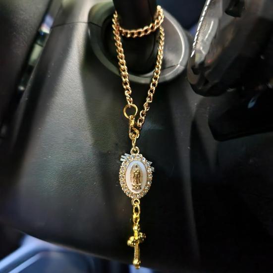 Подвеска-четки на руль, католические четки, подвеска, аксессуар для подвешивания, крест, Дева Мария