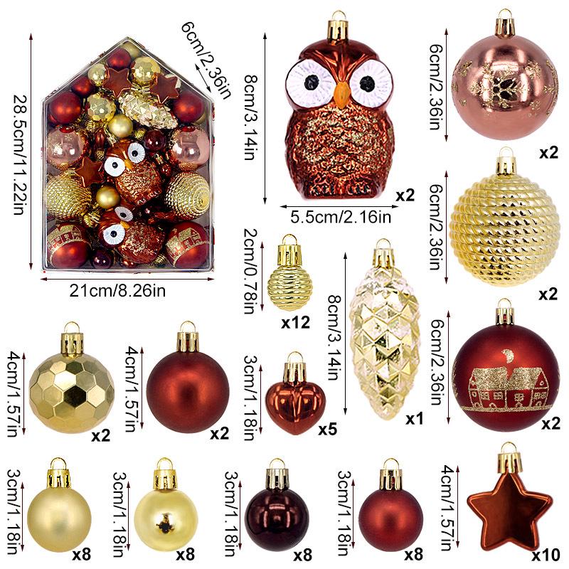 Набор из 72 нерегулярных расписных и гальванизированных рождественских шаров для украшения елки