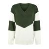 Women's Casual Fashion 2022 Long Sleeved Knitting Contrast Color Sweater Top