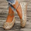 Fashion Women's Flat Shoes In Spring and Autumn Elegant and Comfortable Leisure Round Toe Flat Fashion Sequined Decorative Low-cut Shoes