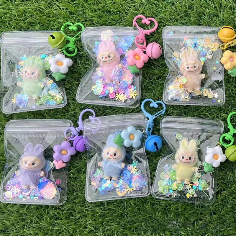 New Labubu Key Chain Cartoon Kawaii Mobile Phone Pendant Car Decoration Mini Dolls Children for Gift