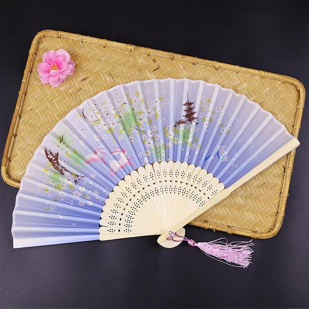 Портативный веер ручной работы в китайском стиле, бамбуковый, реквизит для танцевального выступления, антикварный складной веер с цветочным узором, украшение для дома, танцевальный веер