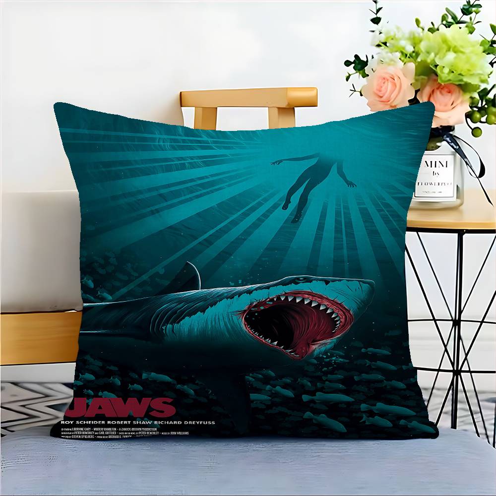 J-JAWS Movie Cushion Cover Inches Farmhouse Decor Home Throw Pillow Covers For Couch Decorations