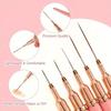5Pcs French Stripe Nail Art Liner Brush Set Pink Tips Ultra-thin Line Drawing Pen Carved UV Gel Painting Brushes Manicure Tools