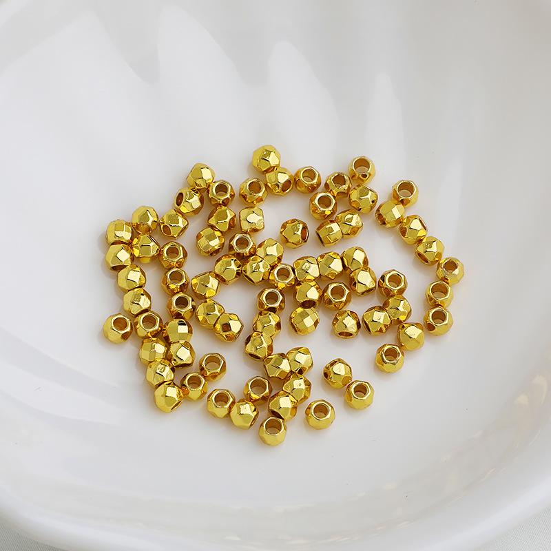 Позолоченные 18К многогранные ромбовидные разделительные бусины для проектов DIY, сохраняющие цвет аксессуары для бисероплетения.
