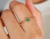 Emerald Round Gemstone Handmade Ring, Stacking Ring, Women Ring, Stacking Ring, Anniversary Ring, Yellow Gold Ring, 925 Silver Ring