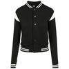 Veste Teddy - Urban Classic - Femme - Noir/Blanc - Style Universitaire - 63% Coton, 37% Polyester