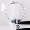 925 Sterling Silver Blue Star Pendant Glass Beads With Snowflake Button Bracelet For Women's Wedding Party Gift Jewelry