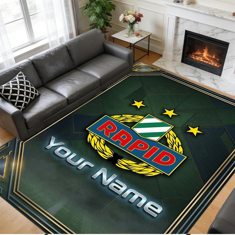 Crystal Velvet Rug Custom Name Text, Soft Non Slip Floor Mat Home DecorRapid Wien FC