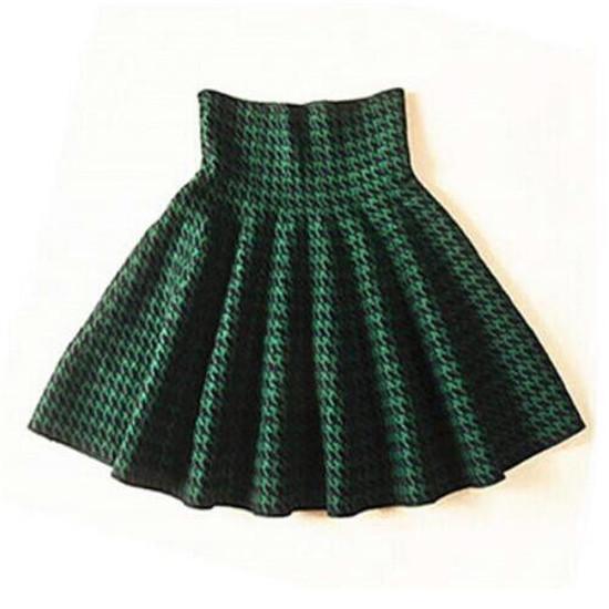 Women High Waist Knitting Woolen Skirt Ladies Slim Elastic Pleated Flared Skirts