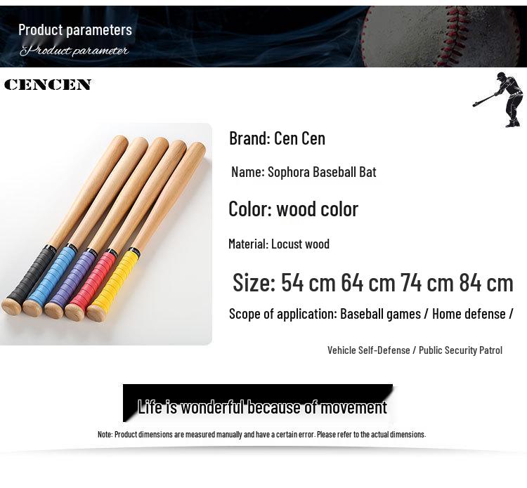 Solid Beech Heavy-Duty Polished Wood Baseball Bat