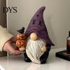 Unique Holiday Shelf Decor Halloween Gnome Statue, EEK BOO Resin Elf Dwarf Figurine with Pumpkin Creative Indoor Party Tabletop Crow Skull,