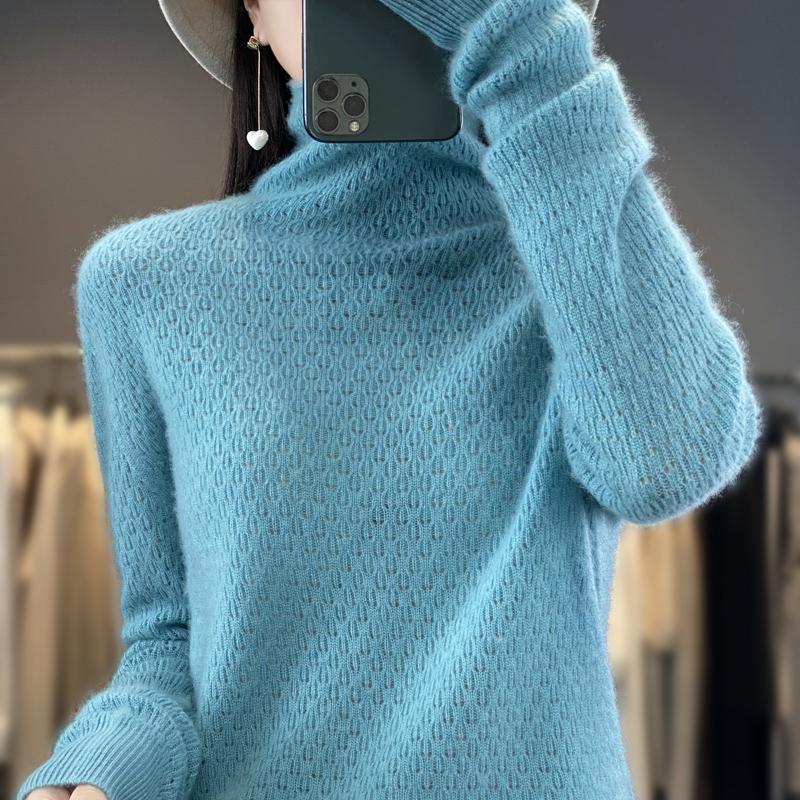 Женский свитер с высоким воротником, кашемир Цинхэ, 30% кашемир, 70% шерсть, зимний вязаный пуловер, осенний свитер, кашемировый свитер