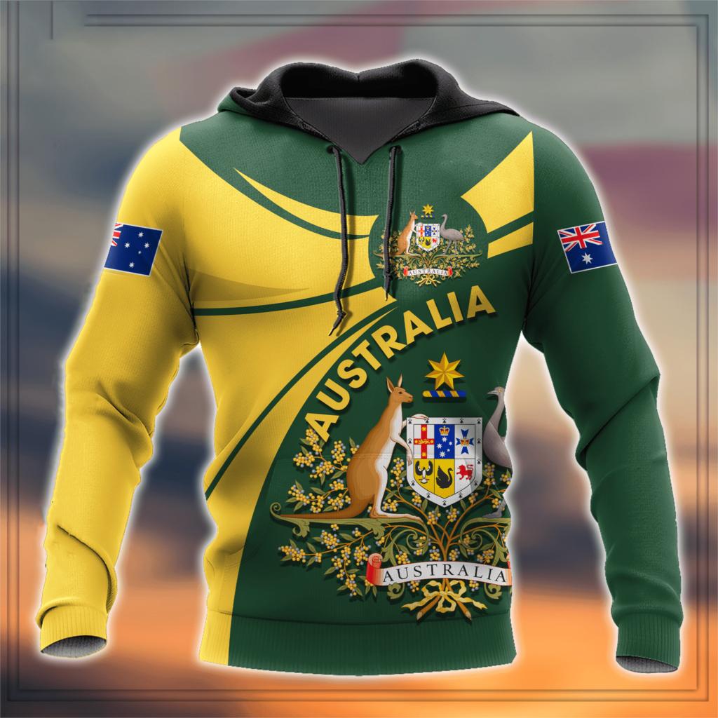 New Australia Men's Hoodies 3D Full Printing Kangaroo Autumn Long Sleeve Casual Australia Flag Streetwear Designer Hooded Hoodie