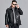 Genuine Leather Jacket, Men's Lapel Thickened Winter Sheepskin Jacket, Middle-aged Dad's Jacket, Down-lined Leather Jacket