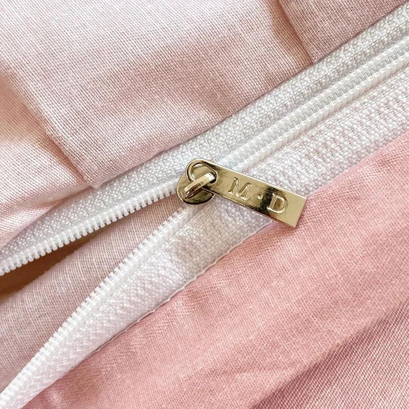 Комплект постельного белья с розовым цветочным принтом, 100% хлопок, корейский стиль, оборка, пододеяльник с 2 наволочками, приятный для кожи комплект постельного белья размера «queen-size»