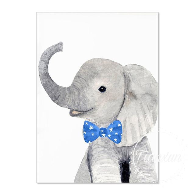 Синий галстук-бабочка, прекрасная картина на холсте с изображением животных, с поттерами и принтами, настенное искусство, картина с тигром для комнаты для мальчиков, декор для стены без рамки