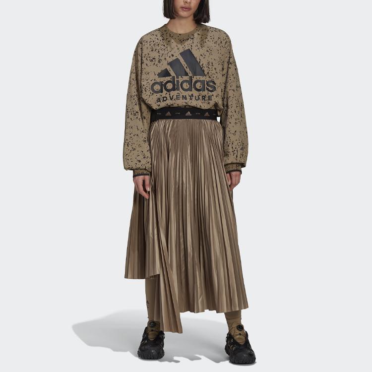 Adidas Юбка макси Originals X Hyke с асимметричным подолом, однотонная, средней посадки, со складками, женские юбки желто-коричневого цвета GP3042