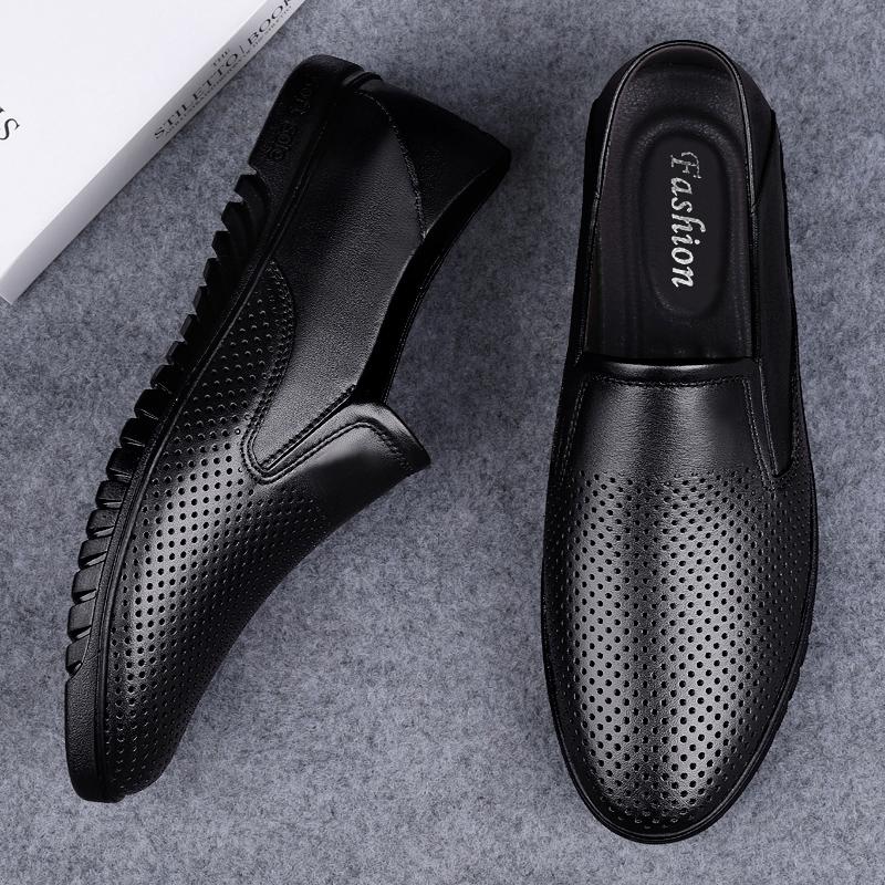 2024 Новые мужские мокасины из натуральной кожи коричневого и черного цвета из коровьей кожи, удобная обувь для взрослых, офисные мужские мокасины с полыми стенками, обувь для вождения
