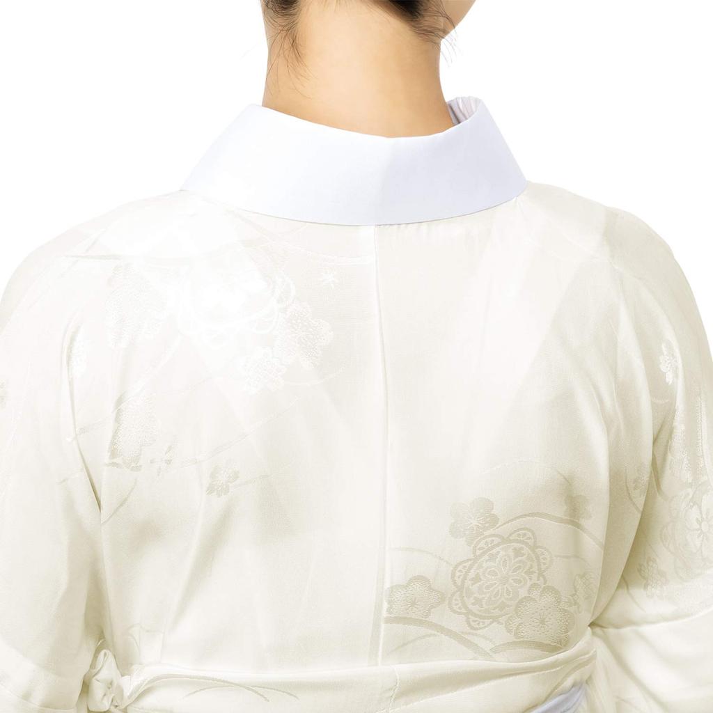 Длинный чистый с землей половина с гербом для женщин белый герб [Kyoetsu] нижнее белье, шелк, герб, воротник, вырез, (L, (нет выреза))