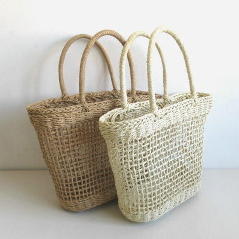 Rattan Straw Woven Bag Women Basket Tote Fashion Summer Beach Large Purse