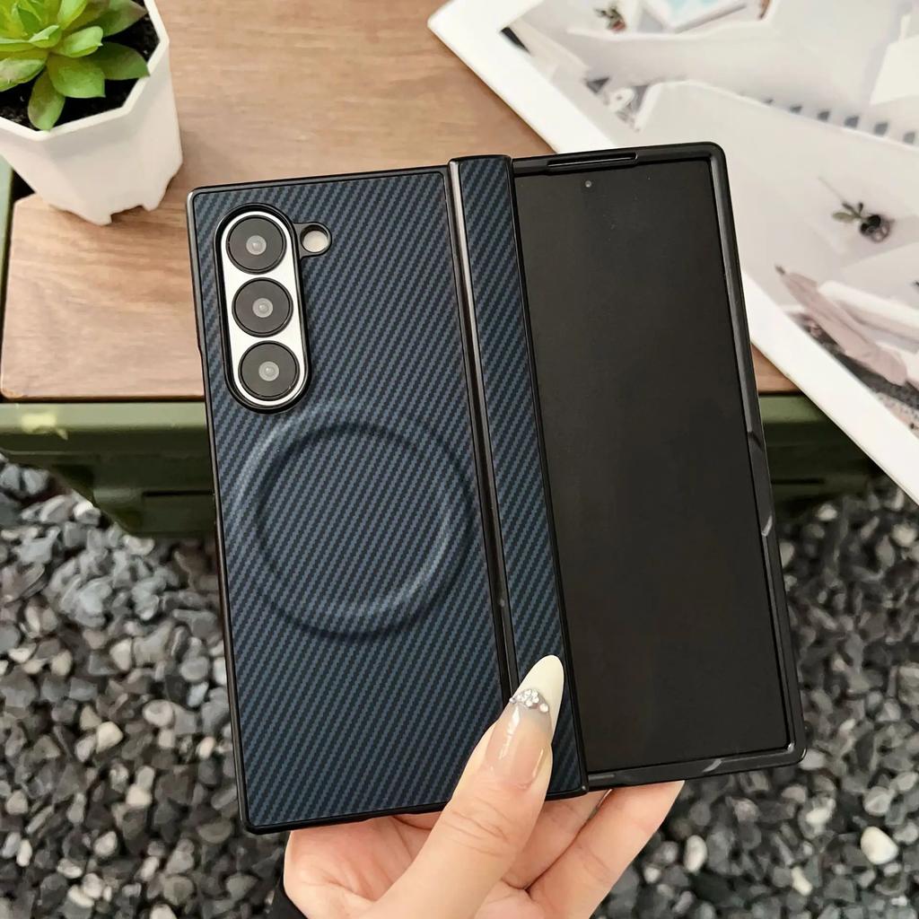 Магнитный чехол из карбоновой кожи для Samsung Galaxy Z Fold 7 6 5 4 3 Fold 7 Fold6 5G, защитный чехол для шарнира
