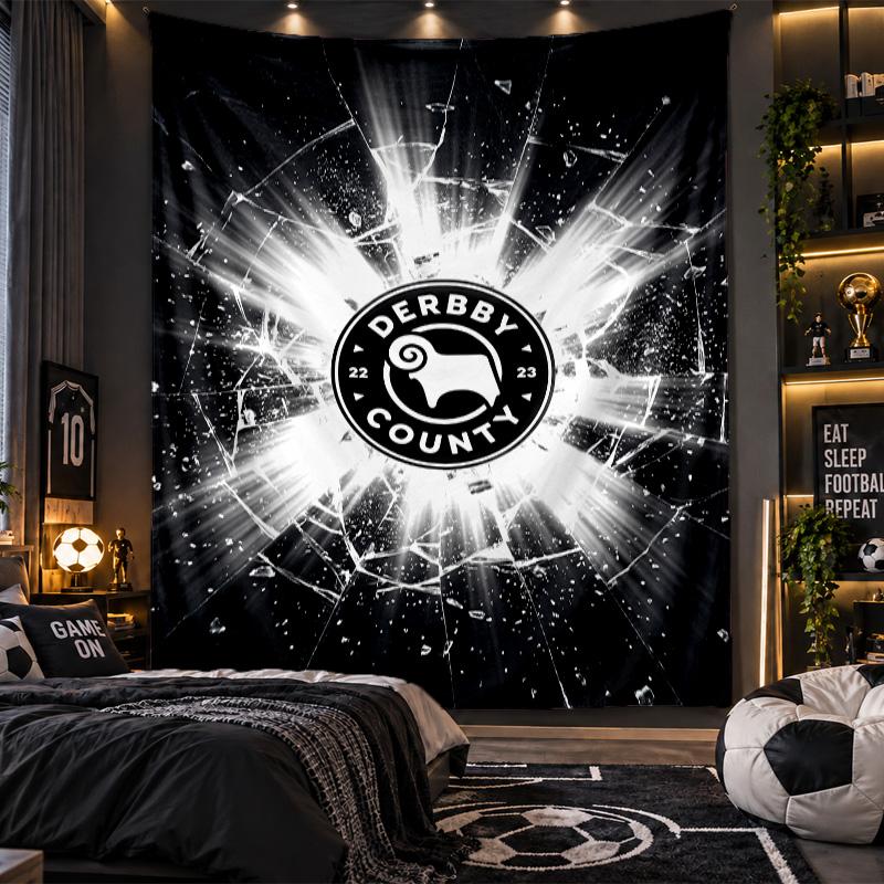 Wall Hanging Tapestry Derby County Football Print Cloth for Living Room Bedroom Home Decor